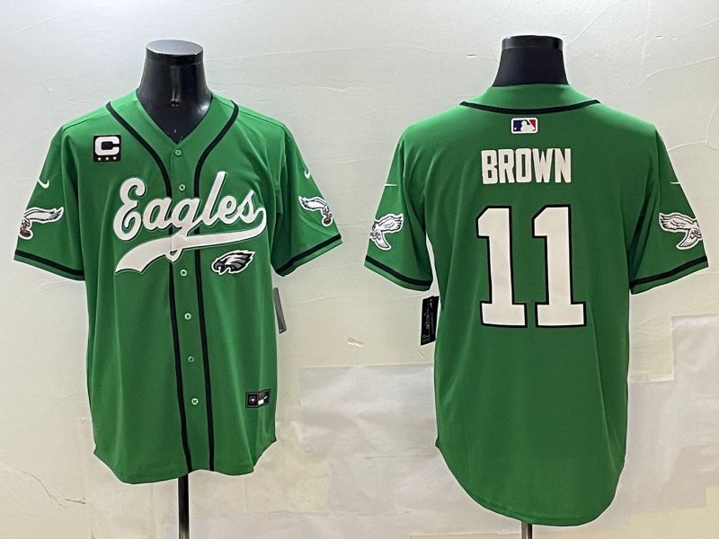 Men Philadelphia Eagles #11 Brown Green three generations Jointly Name 2025 Nike Limited NFL Jersey style 1->pittsburgh pirates->MLB Jersey